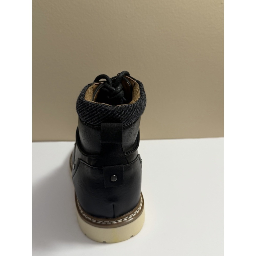Steve Madden Boot's Men's Blk Madden NYC Lace-Up Sz 9.5 Cream Lug Sole EUC - Picture 6 of 13